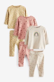 Ochre Yellow/Rust 6 Piece T-Shirts And Leggings Set (0mths-2yrs) (A87205) | 12,220 Ft - 13,120 Ft
