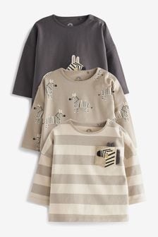 棕褐色斑馬 - 3件裝嬰兒T恤 (A87312) | NT$710 - NT$800