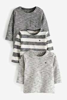 Grey Stripe 3 Pack Long Sleeve T-Shirts (A87335) | $26 - $29