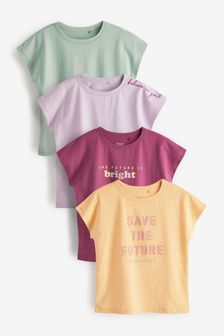 Multi Pastel 4 Pack Slogan Short Sleeve T-Shirts (3-16yrs) (A87767) | €20 - €28