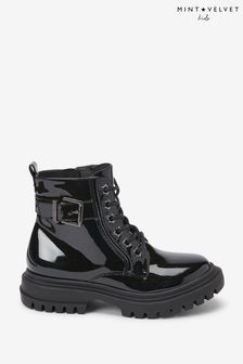 Mint Velvet Patent Black Boots (A87776) | OMR23 - OMR24