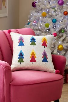 Multi Bright Festive Christmas Tree Cushion (A87777) | $29