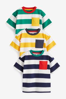 Multi Stripe Pocket T-Shirts 3 Pack (3mths-7yrs) (A87801) | KRW24,600 - KRW31,200