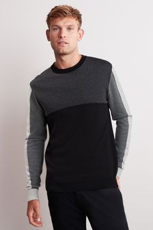 Black/Grey Colourblock Knitted Jumper (A87822) | €12