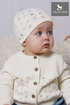 Creme - The Little Tailor Baby Strickmütze aus Baumwolle mit Lochmuster (A87852) | 19 €