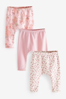 Roz floral - Pachet 3 perechi de colanți pentru bebeluși (A87900) | 108 LEI - 124 LEI