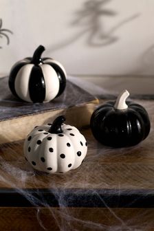 Set of 3 Monochrome Halloween Mono Pumpkins (A87938) | $21
