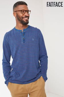 Fat Face Blue Indigo Long Sleeve Stripe Henley T-Shirt (A88102) | ₪ 177