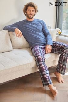 Blauw/pruimrood geruit - Next - Meegevende behaaglijke pyjama (A88486) | €30