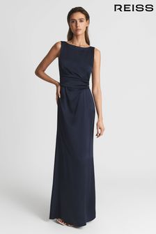 Reiss Navy Mia Drape Front Maxi Dress (A88498) | HK$4,143