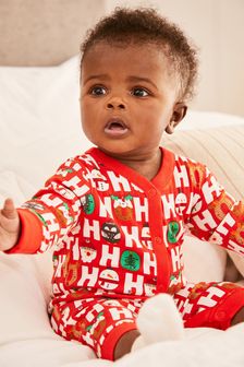 Festlich-Rot - Baby Schlafanzug mit weihnachtlichem Design (0-2yrs) (A88655) | 11 € - 12 €
