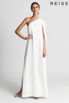 Reiss White Nina Cape One Shoulder Maxi Dress (A88764) | €425