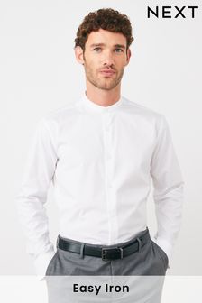 White Cotton Grandad Collar Shirt (A89149) | €37