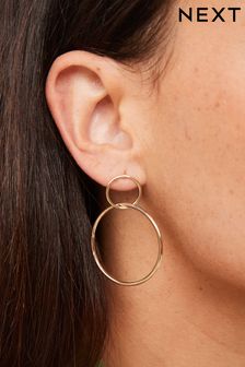 Gold Tone Circle Drop Earrings (A89228) | $13