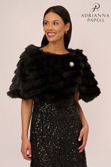 Adrianna Papell Faux Fur Brooch Coverup