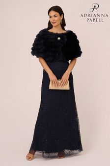 Adrianna Papell Blue Faux Fur Brooch Coverup (A89310) | €158