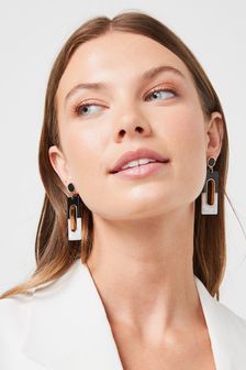 Monochrome Resin Rectangle Statement Earrings (A89662) | ₪ 41