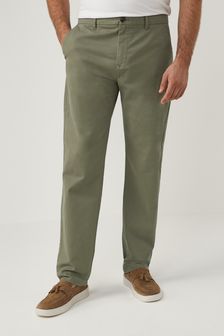 Light Khaki Green Straight Fit Stretch Chino Trousers (A89715) | 28 €