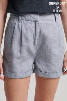 Superdry Studios Blue Linen Shorts (A89795) | $55
