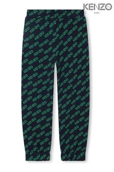 Зеленые детские спортивные брюки с темно-синим принтом и логотипом Kenzo (A8Q311) | €67 - €74