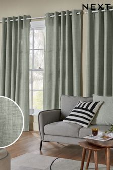 Sage Green Next Textured Eyelet Lined Curtains (A90173) | €29 - €72