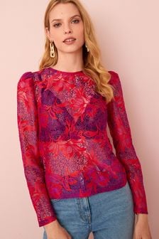 Pink Lace Long Sleeve Top (A90256) | 15 €