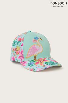 Niebieska czapka z czapeczką Monsoon z tropikalnym nadrukiem w flamingi (A90288) | 78 zł - 84 zł