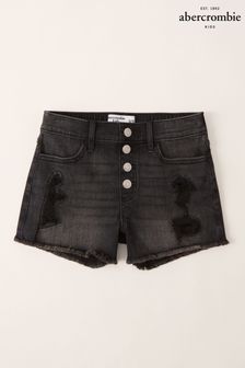 Abercrombie & Fitch Washed Black Distressed Denim Shorts (A90333) | AED155