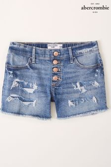Abercrombie & Fitch Mid Blue Denim Distressed Shorts (A90336) | AED155