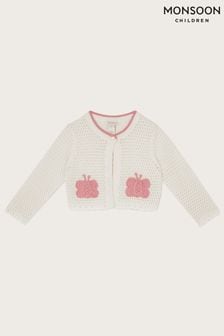 Monsoon Baby Natural Crochet Butterfly Cardigan (A90390) | 17 € - 19 €