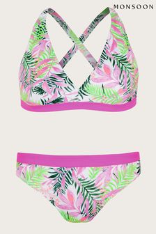 Monsoon Pretty Bikini-Set mit Triangel-Oberteil und Palmenprint, Natur (A90406) | 17 € - 18 €