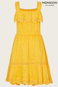 Monsoon Yellow Broderie Trim Strappy Dobby Dress (A90456) | €24 - €27