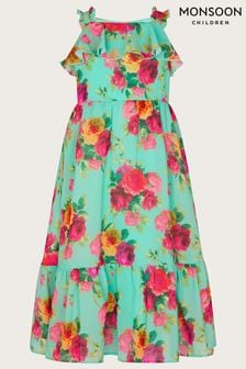 Monsoon Green Ida Floral Print Maxi Dress (A90457) | €30 - €37