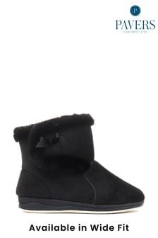 Pavers Black Wide Fit Slipper Boots