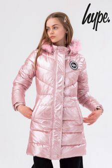 Hype. Girls Pink Longline Parker Coat (A90626) | DKK656 - DKK675