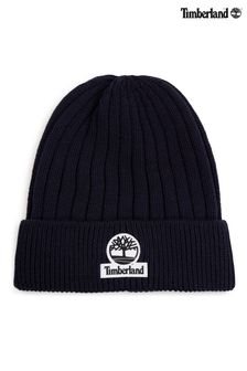 Timberland Navy Blue Logo Knitted Beanie Hat (A90681) | $39