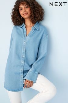 Mid Blue Premium Soft Lyocell Longline Shirt (A90732) | 133 zł