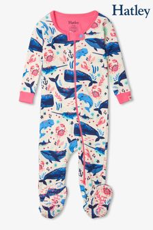 Hatley White Aquatic Friends Organic Cotton Footed Coverall (A90800) | €35