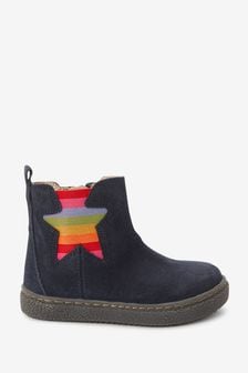 Navy Blue Rainbow Water Repellent Suede Standard Fit (F) Warm Lined Chelsea Boots (A90854) | 41 € - 47 €