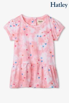 Różowa, barwiona, niemowlęca sukienka marszczona Hatley w serca (A91020) | 44 zł