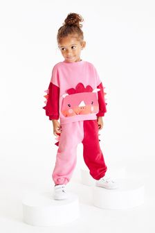 Pink Dino Face Sweat And Joggers Set (3mths-7yrs) (A91048) | $34 - $41