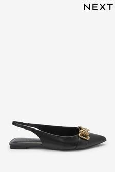 Black Forever Comfort® Bow Hardware Slingback Shoes (A91178) | $61