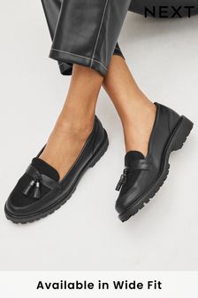 Black Regular/Wide Fit Forever Comfort® Tassel Detail Cleated Loafers (A91184) | €42