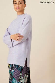 Vijoličen udoben pulover z zavihanim ovratnikom Monsoon (A91290) | €60