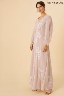 فستان ماكسي لون محايد مطرز Sammie من Monsoon (‪A91300‬​​​​​​​) | د.إ 1,208