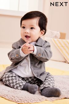Monochrome Shirt Jacket, T-Shirt and Joggers Baby 3 Piece Set (A91309) | AED106 - AED116