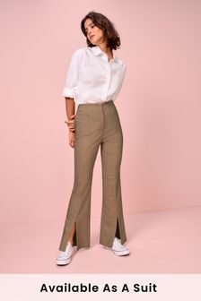 Brown Check Smart Front Split Flare Trousers (A91393) | €16