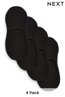 Black Cushion Sole Invisible Trainer Socks 4 Pack (A91509) | €13