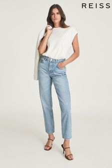 Reiss Pale Blue Elle High Rise Straight Leg Jeans (A91605) | $181