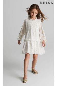 Reiss Ivory Lyra Junior Lace Embroidered Dress (A91937) | €67